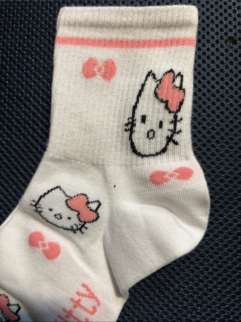 Cute Hello Kitty Crew Socks - Pink & Cream Womens or teens